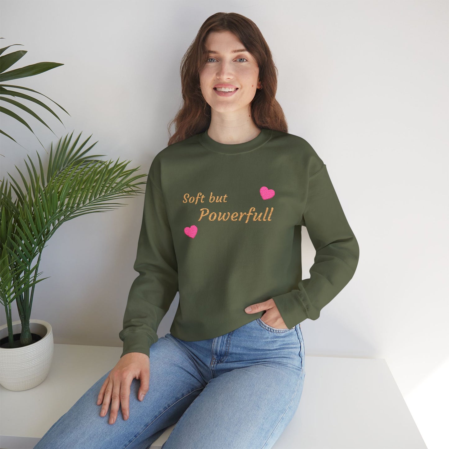 Soft but Powerful Crewneck Sweatshirt — "Breathe darling" Sleeve