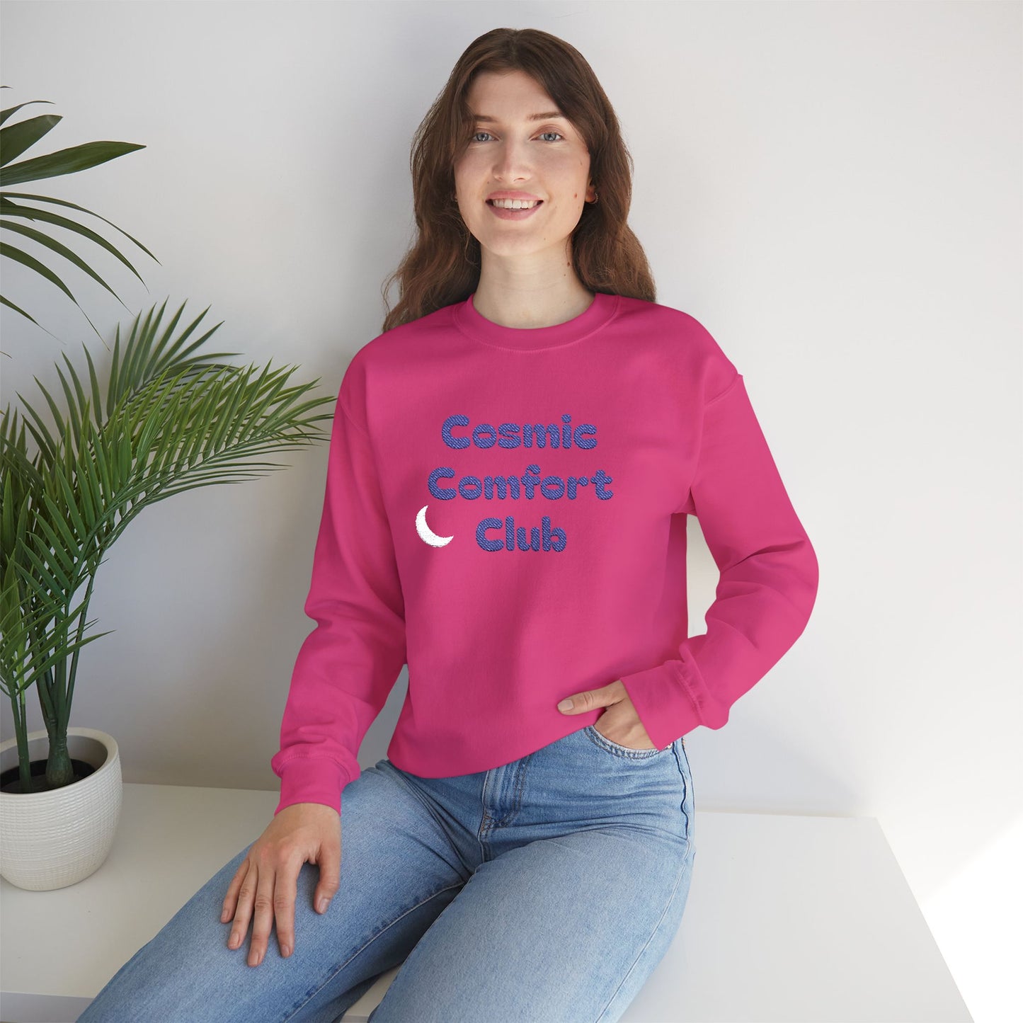 Cosmic Comfort Club Crewneck Sweatshirt — "You are enough" Sleeve