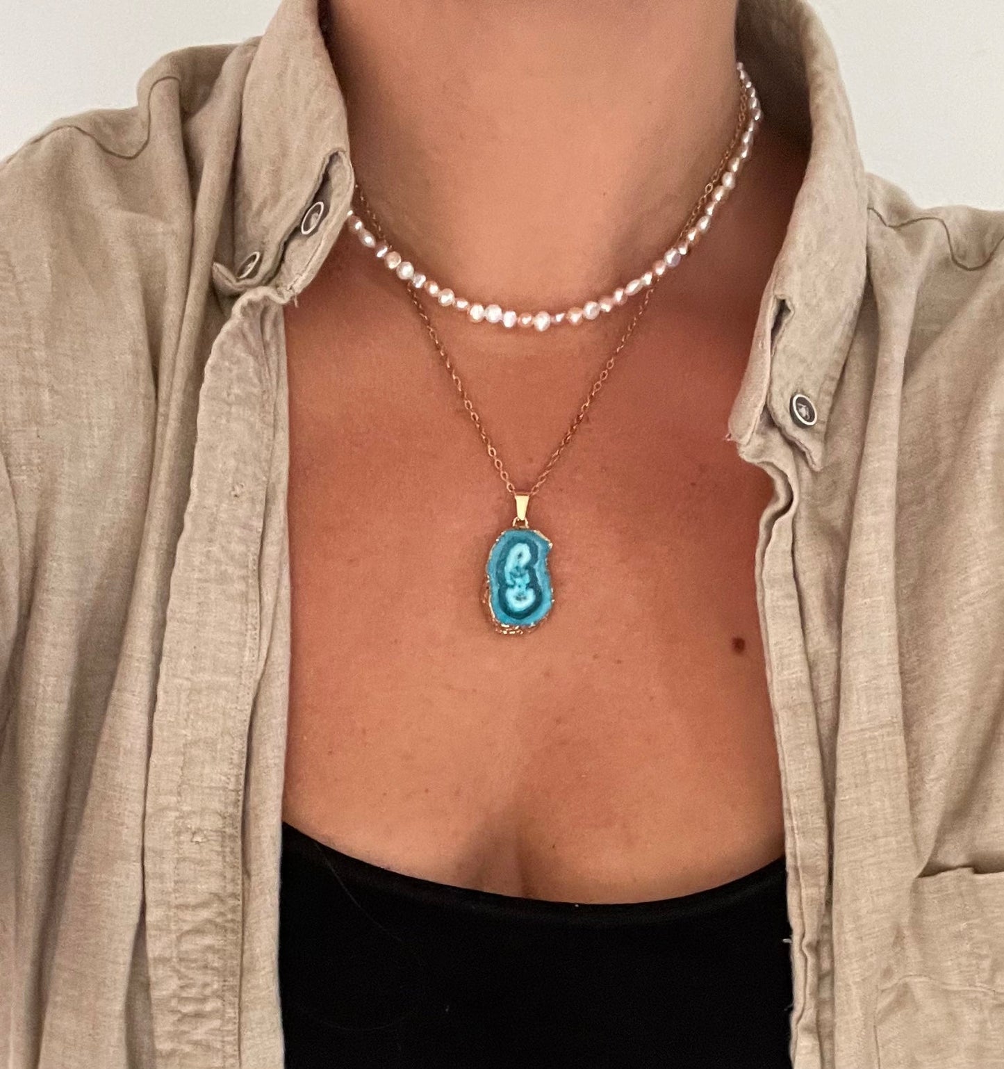 Turquoise Druzy Agate Necklace for Confidence