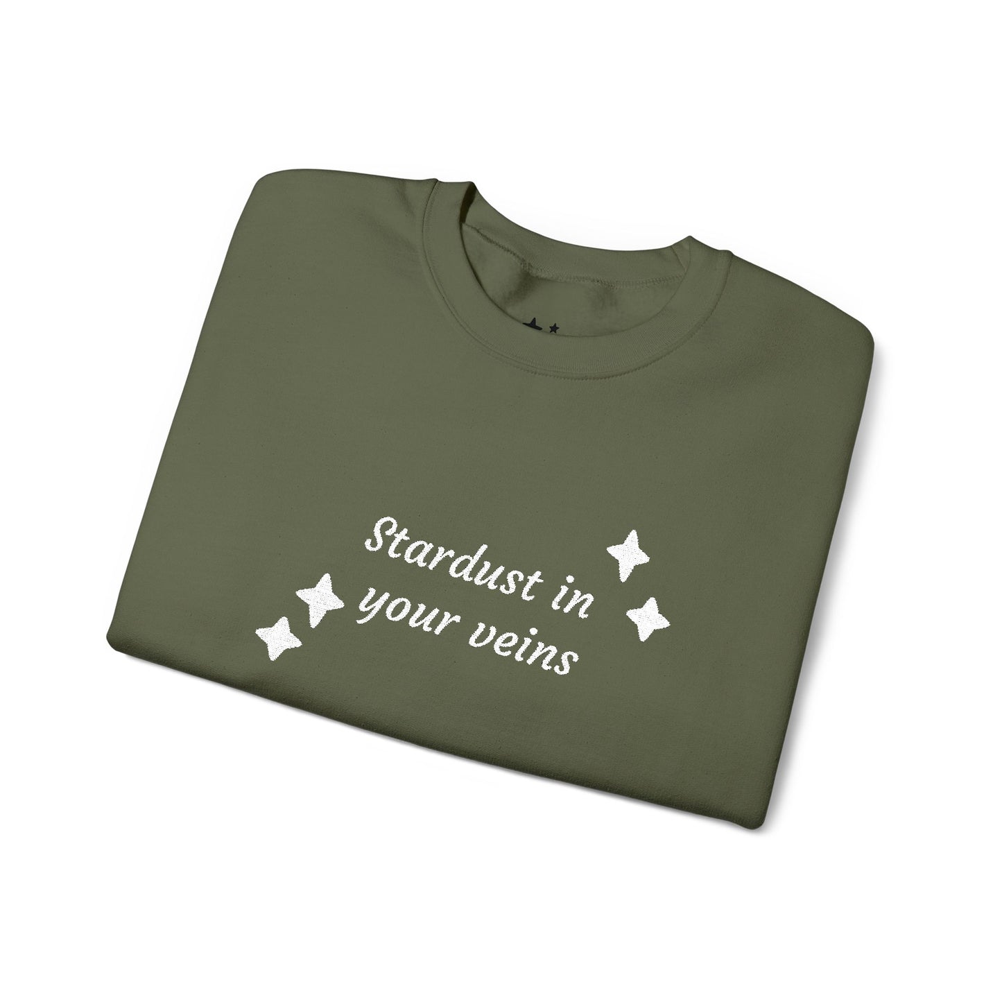 Stardust in Your Veins Crewneck Sweatshirt — "Keep glowing" Sleeve