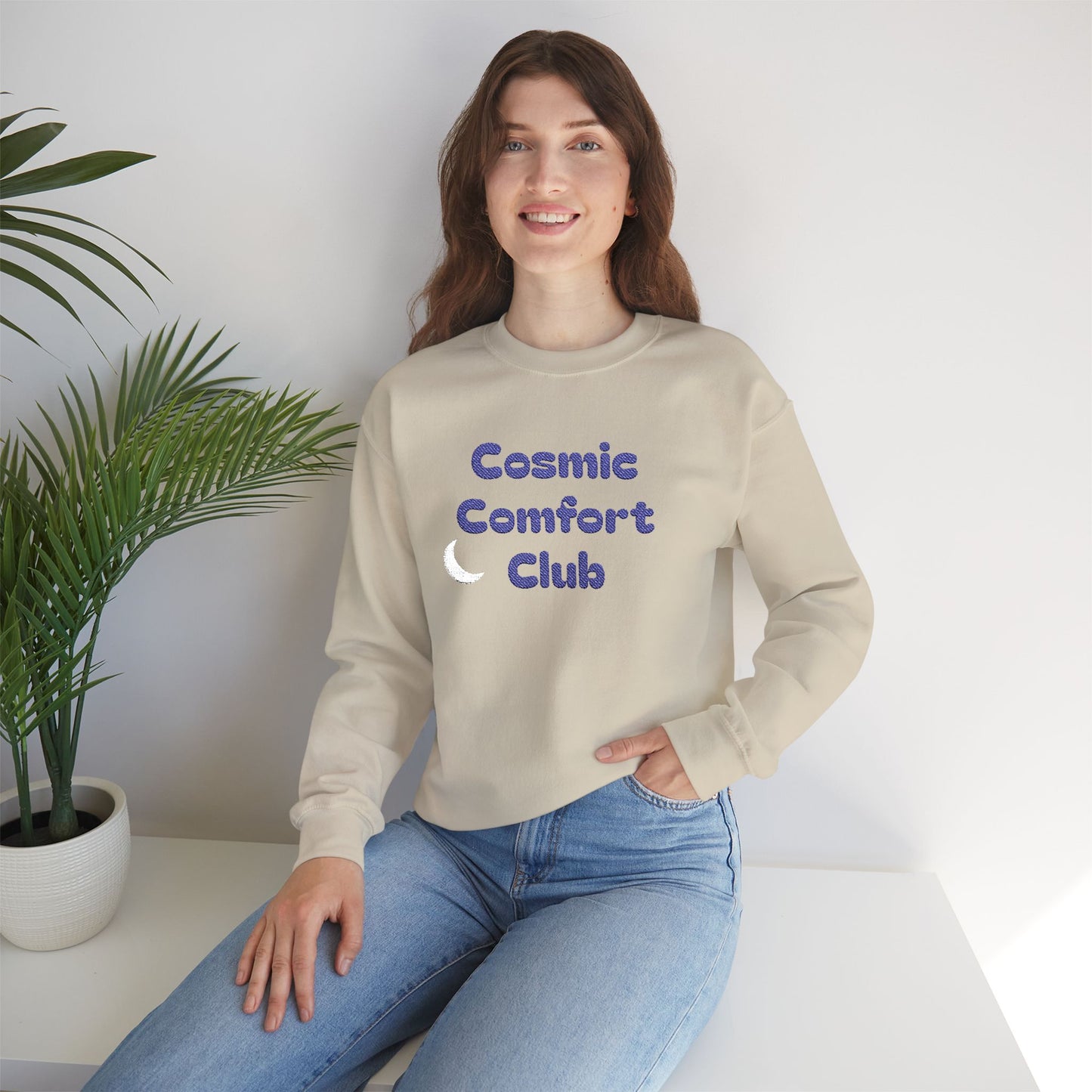 Cosmic Comfort Club Crewneck Sweatshirt — "You are enough" Sleeve