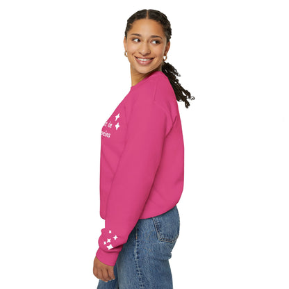 Stardust in Your Veins Crewneck Sweatshirt — "Keep glowing" Sleeve