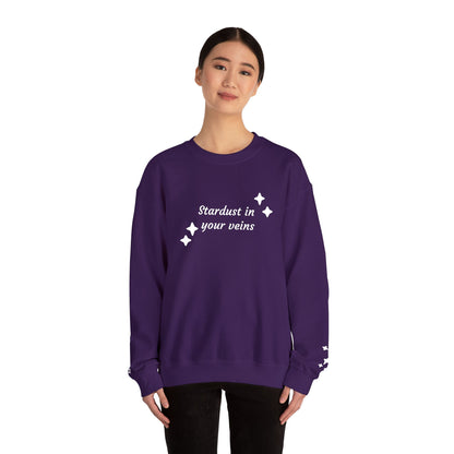 Stardust in Your Veins Crewneck Sweatshirt — "Keep glowing" Sleeve