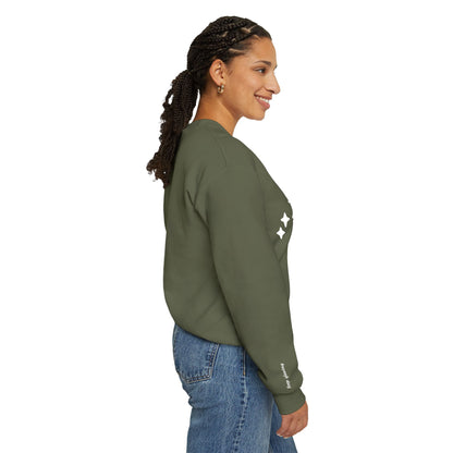 Stardust in Your Veins Crewneck Sweatshirt — "Keep glowing" Sleeve
