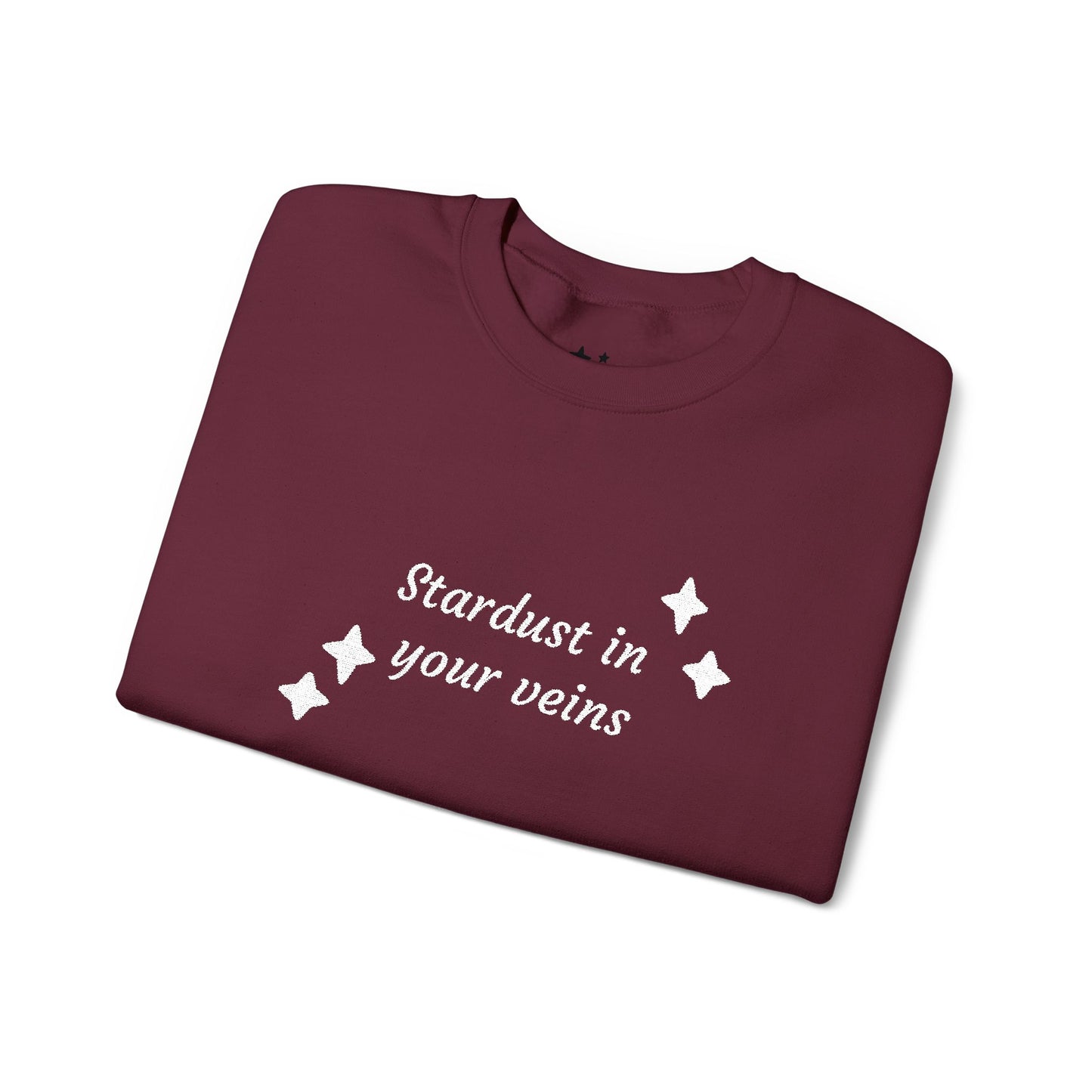 Stardust in Your Veins Crewneck Sweatshirt — "Keep glowing" Sleeve