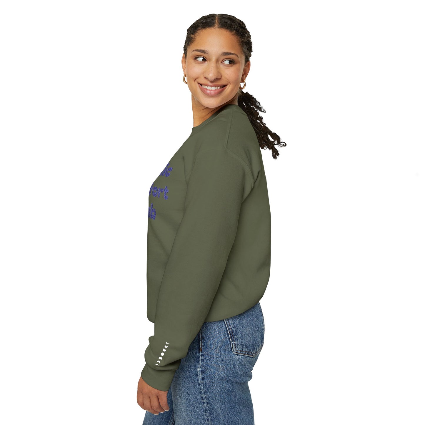 Cosmic Comfort Club Crewneck Sweatshirt — "You are enough" Sleeve