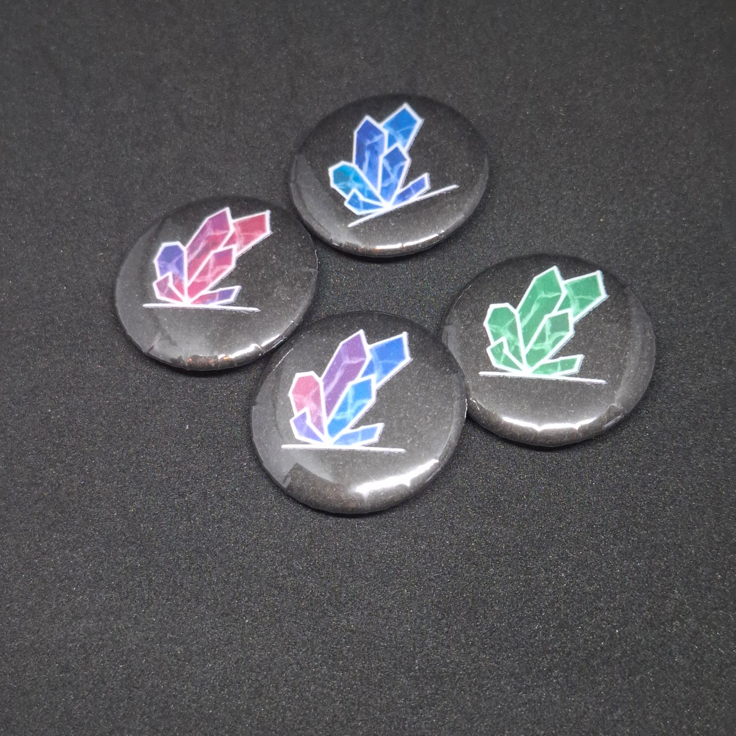 Crystal button pinback