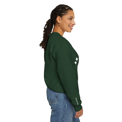 Stardust in Your Veins Crewneck Sweatshirt — "Keep glowing" Sleeve