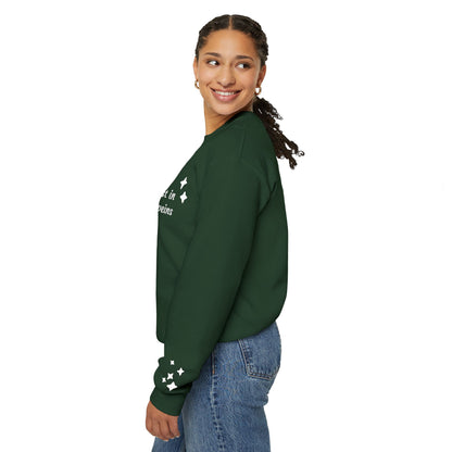 Stardust in Your Veins Crewneck Sweatshirt — "Keep glowing" Sleeve