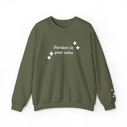 Stardust in Your Veins Crewneck Sweatshirt — "Keep glowing" Sleeve