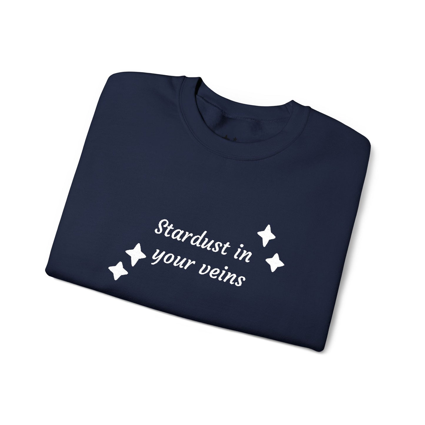 Stardust in Your Veins Crewneck Sweatshirt — "Keep glowing" Sleeve