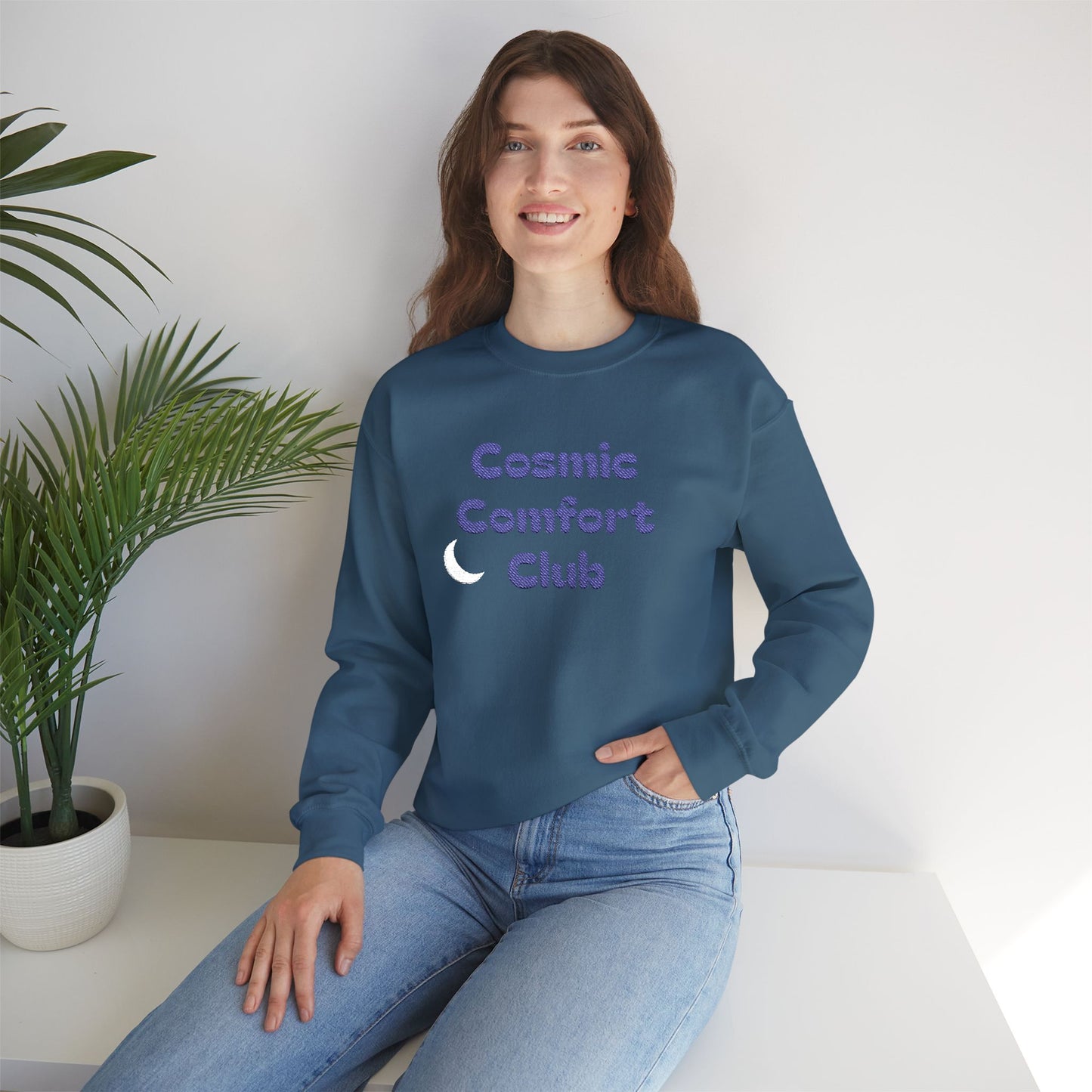 Cosmic Comfort Club Crewneck Sweatshirt — "You are enough" Sleeve