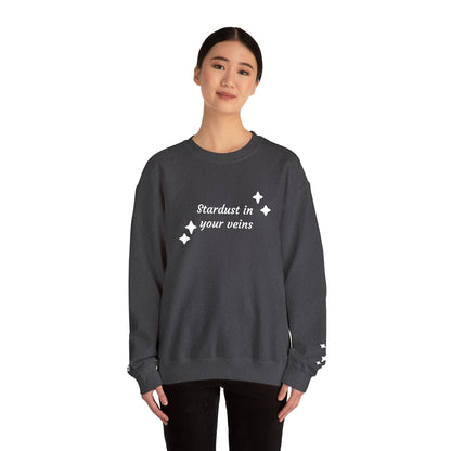 Stardust in Your Veins Crewneck Sweatshirt — "Keep glowing" Sleeve