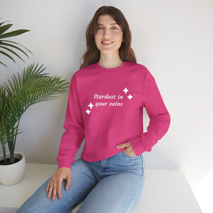 Stardust in Your Veins Crewneck Sweatshirt — "Keep glowing" Sleeve