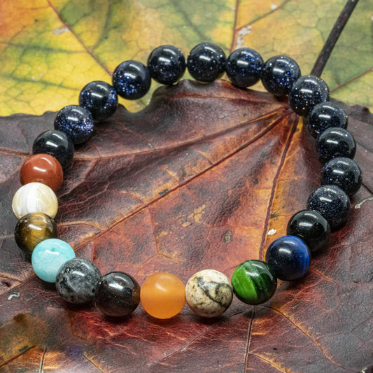 Zonnestelsel & Universum | Medium 8mm Edelsteen Kralenarmband