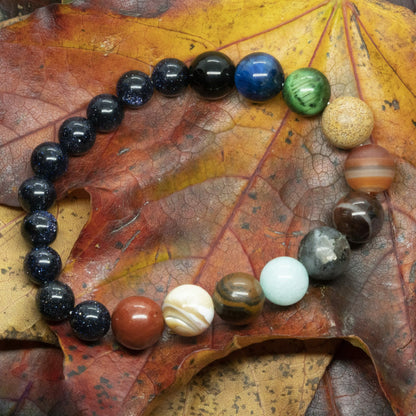 Zonnestelsel & Universum | Large 8 & 10mm Edelsteen Kralenarmband