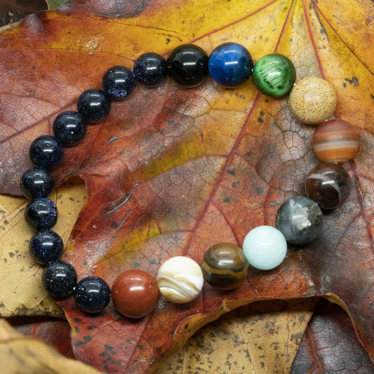 Zonnestelsel & Universum | Large 8 & 10mm Edelsteen Kralenarmband