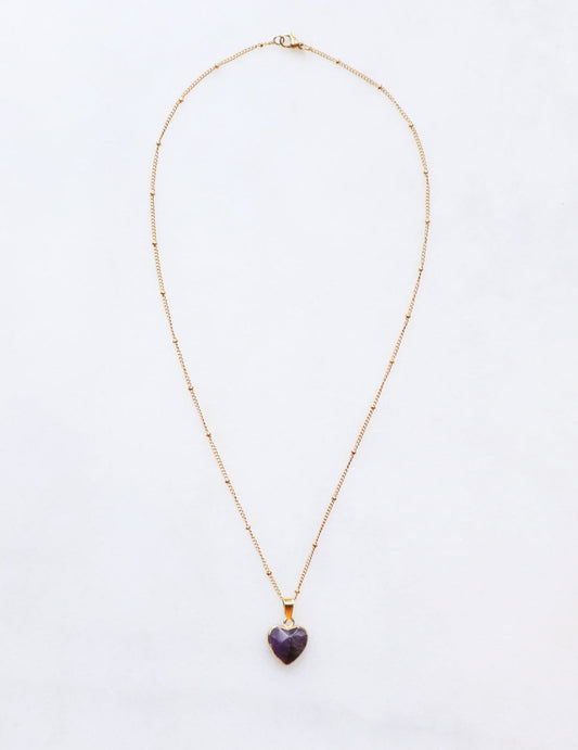 Amethyst Heart Necklace for Peace & Balance