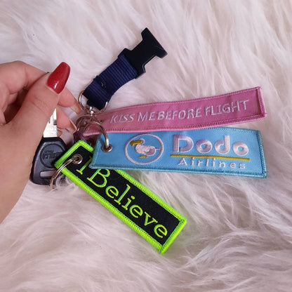 Embroidered Alien UFO Keychain "I Believe"