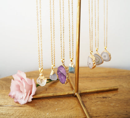 White Druzy Agate Necklace for Clarity & Positivity