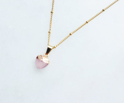 Rose Quartz Heart Necklace for Love & Peace (S)