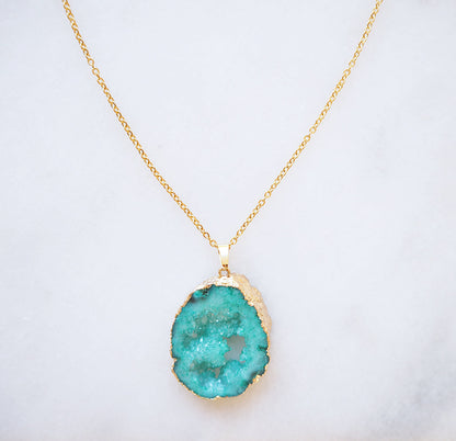 Turquoise Druzy Sprinkle Necklace for Confidence