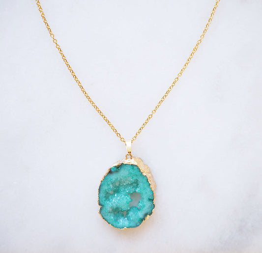 Turquoise Druzy Sprinkle Necklace for Confidence