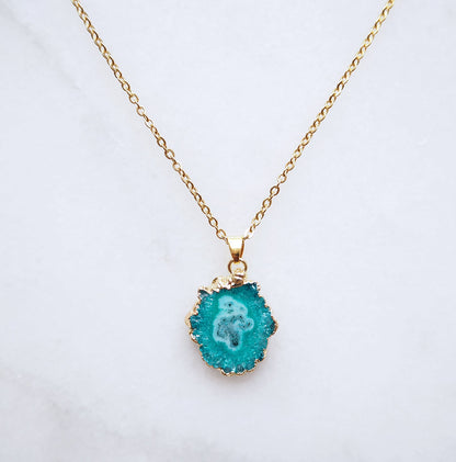 Turquoise Druzy Agate Necklace for Confidence